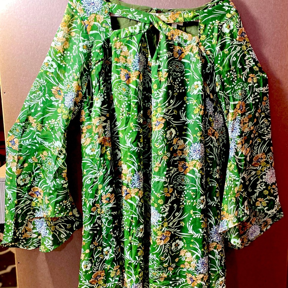 Umgee Green Floral Long Tunic/Dress